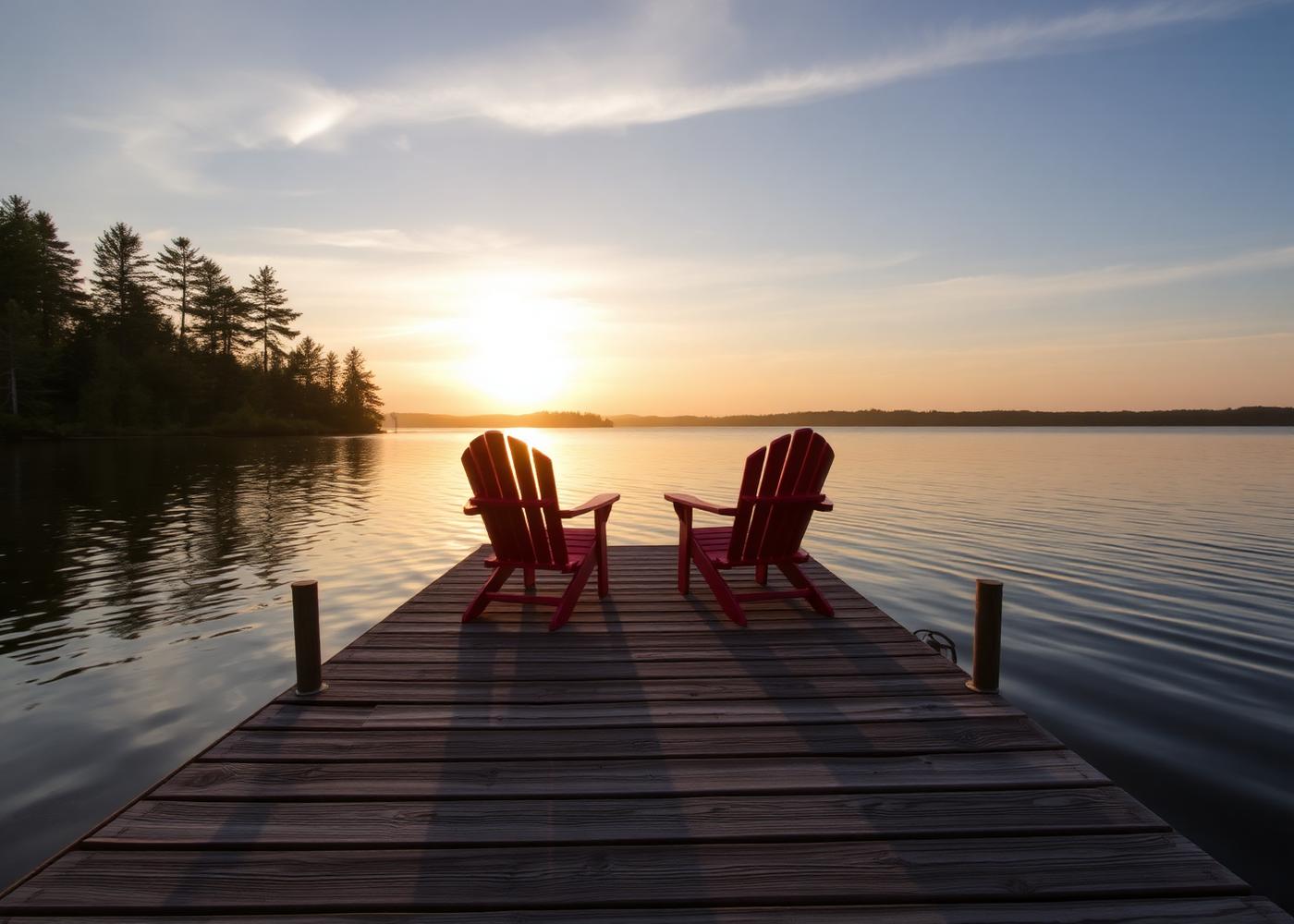 Muskoka dock at sunset