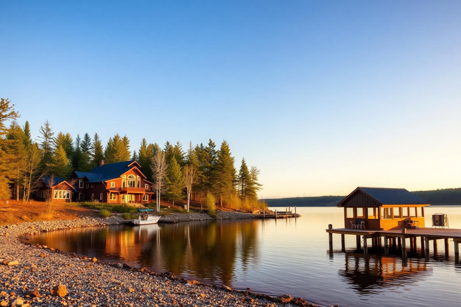 Muskoka waterfront cottage with dock and boathouse